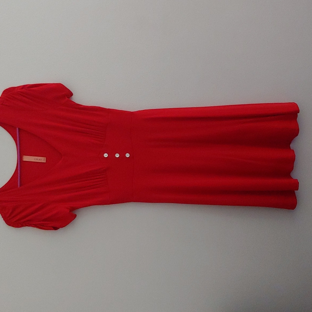 Modcloth Retro Red Jersey Midi dress